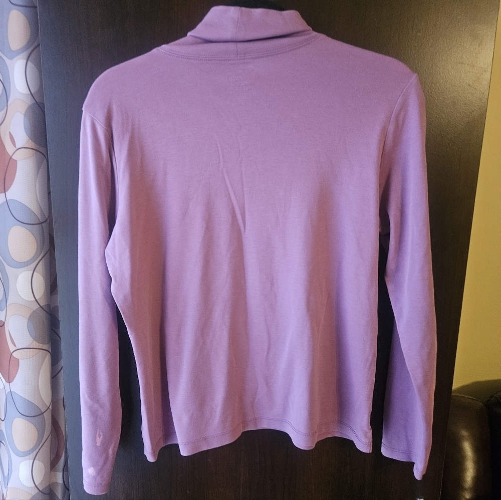 L.L. Bean Purple Cotton Turtleneck Size Medium - Picture 3 of 5